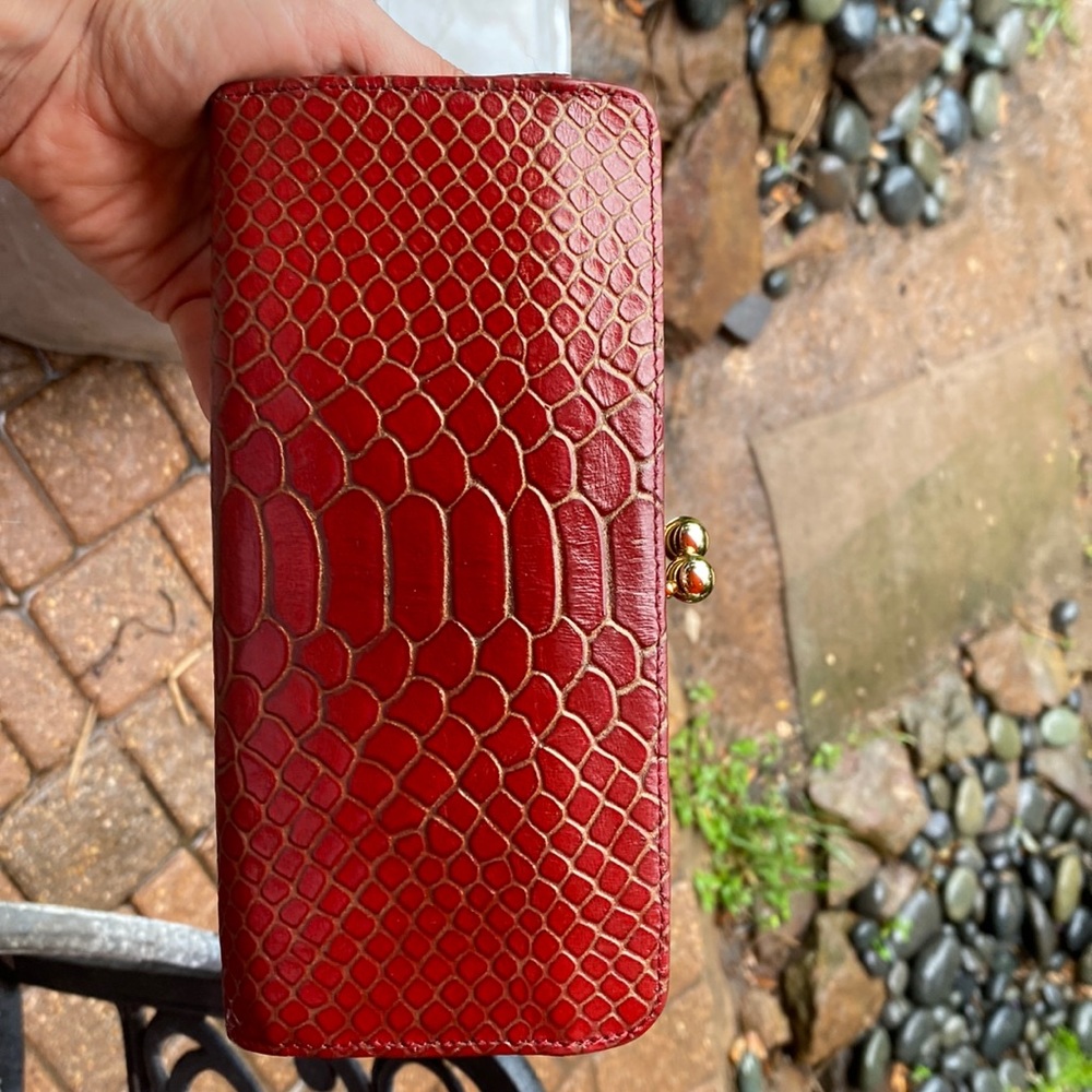 Hobo leather wallet - embossed snake